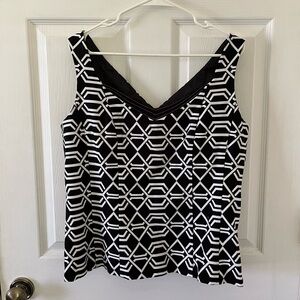 Prophecy Black & White Geometric V-Neck Women’s Tank Top